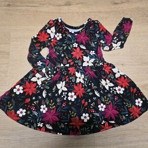 Little Sleepies Floral Long Sleeve Dress - Red, Pink, White